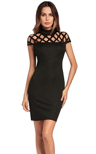 SZ60135-3 Sexy Women Bandage Dress Hollow Out Turtleneck Elegant Summer Dress